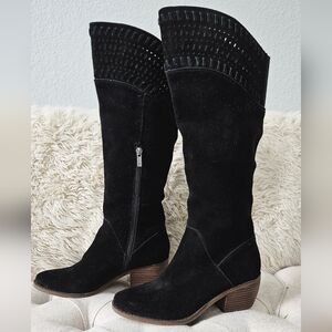 Lucky Brand-Black Suede Kaeliya Brindle Boots Women's SZ 8.5M